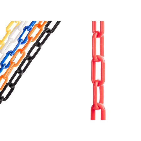 Us Weight Plastic Chain, 50 ft x 2 In, Red U2350RED